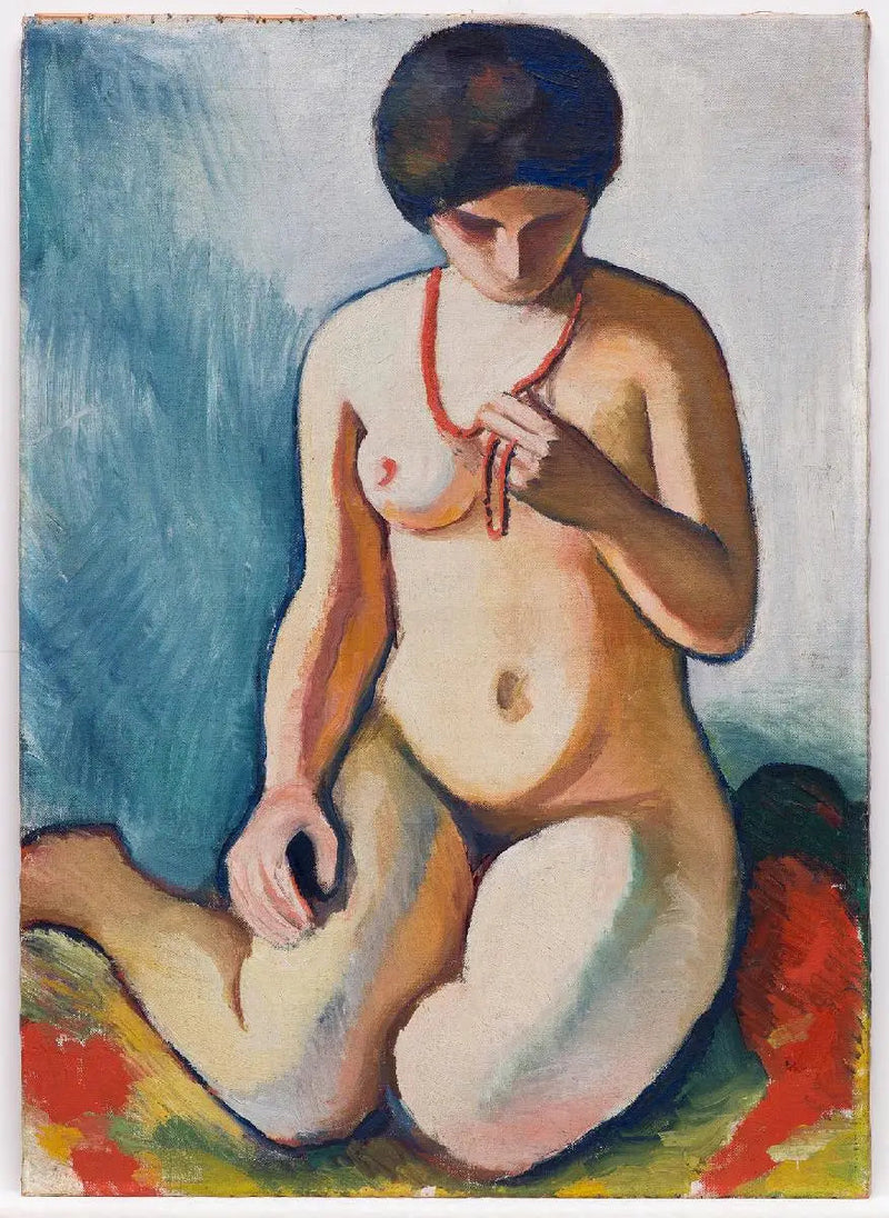 Nu kvinna med korallhalsband - August Macke