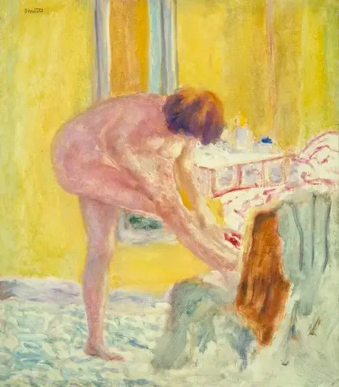 Nu på gul bakgrund - Pierre Bonnard