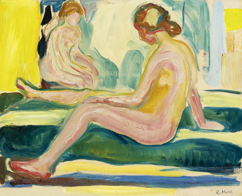 Sittande kvinnliga nakna - Edvard Munch