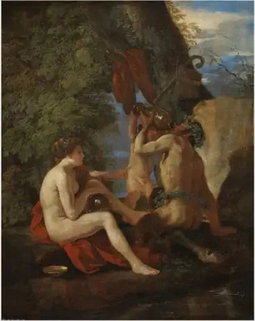 Nymf och Satyr - Nicolas Poussin