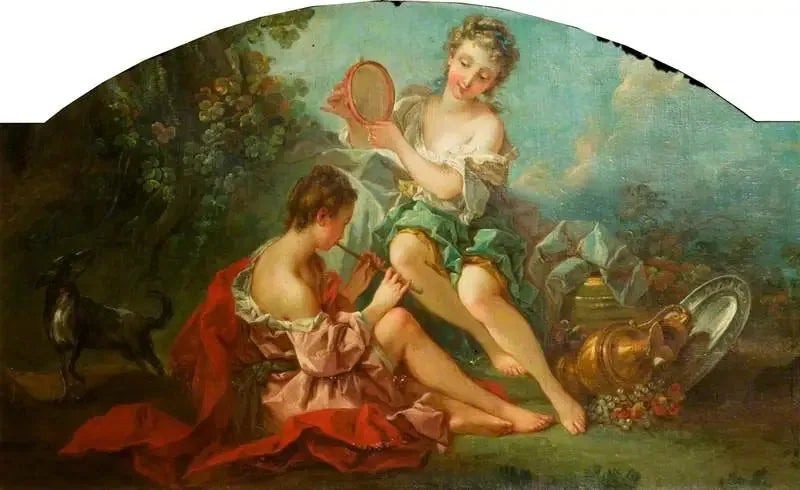Arkadiska nymfer som spelar musik - François Boucher