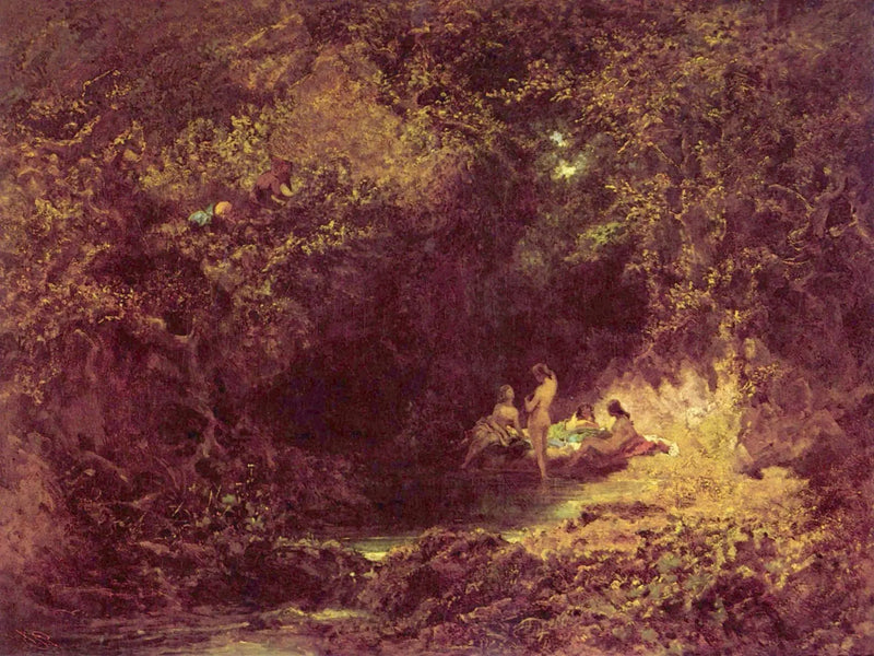 Nymfer i badet - Carl Spitzweg