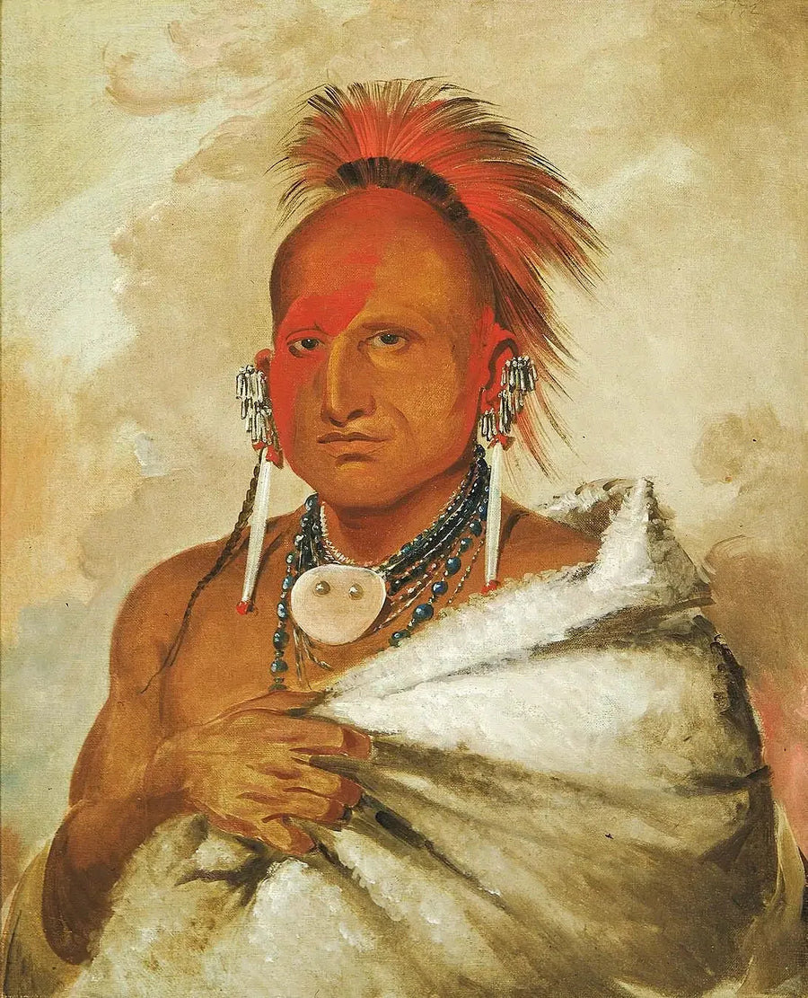 O-rón-gás-see, björnjägare, en berömd krigare - George Catlin