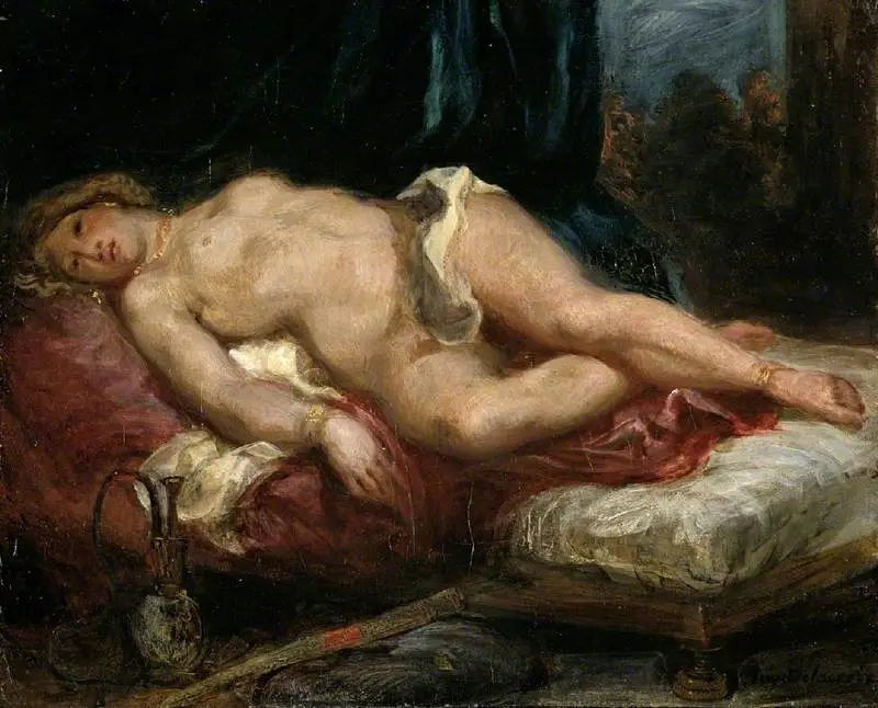 Liggande odalisque på en divan - Eugène Delacroix