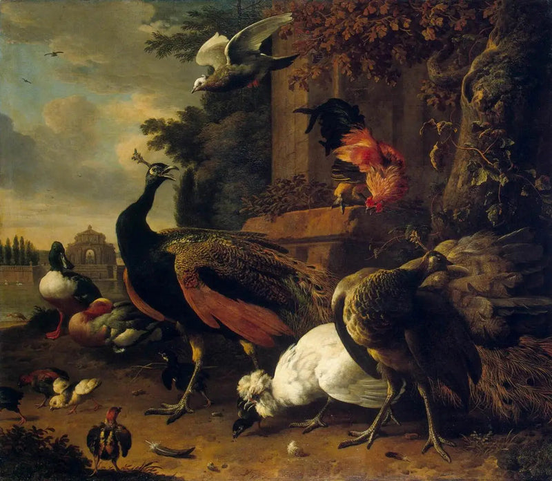 Fåglar i en park - Melchior de Hondecoeter