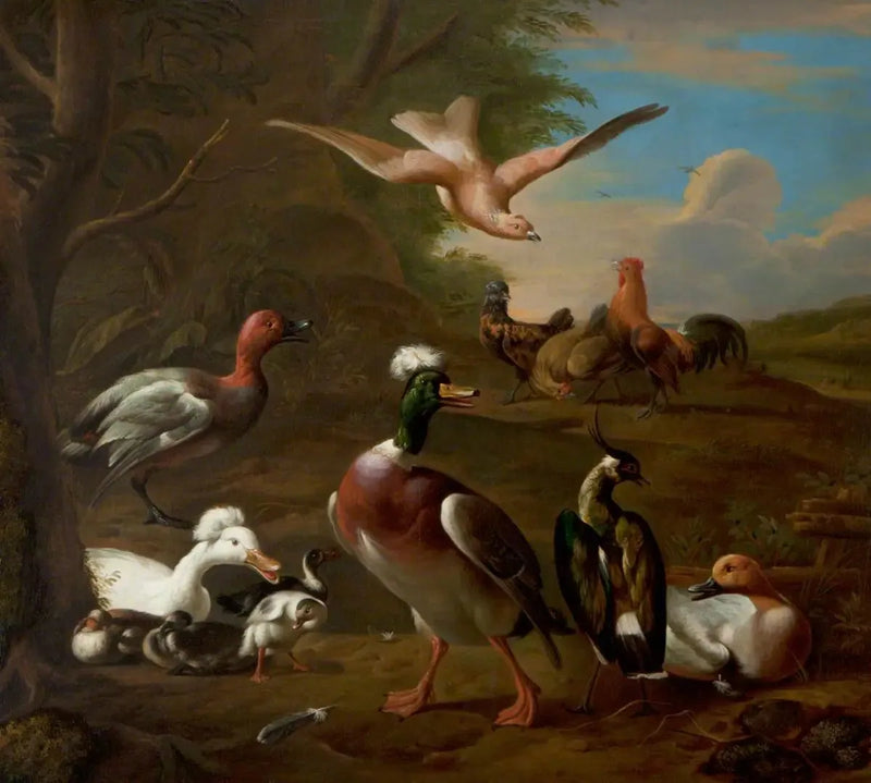 Fåglar i ett landskap - Melchior de Hondecoeter