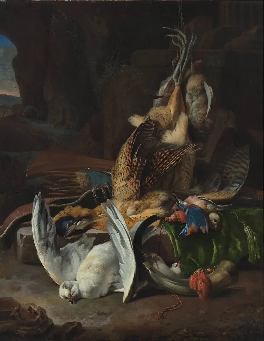 Döda fåglar och jaktaccessoarer - Melchior de Hondecoeter