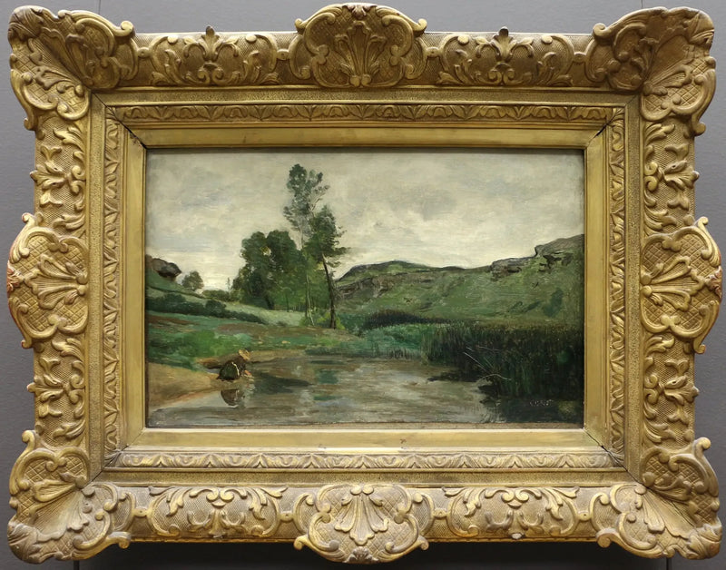 Optevoz. Tvättare vid vattnet - Jean-Baptiste Camille Corot