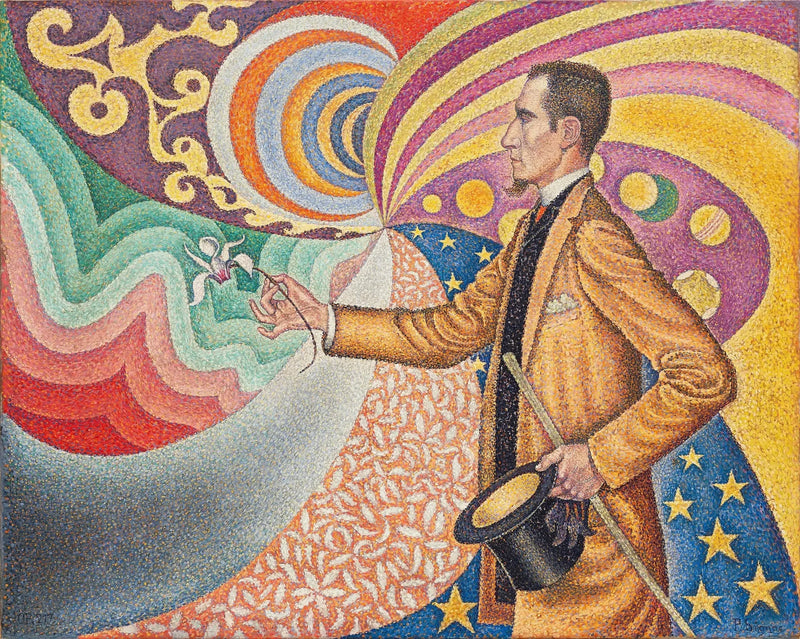 Opus på emalj av en rytmisk bakgrund av mått och vinklar, av toner och nyanser, porträtt av M. Félix Fénéon 1890 - Paul Signac
