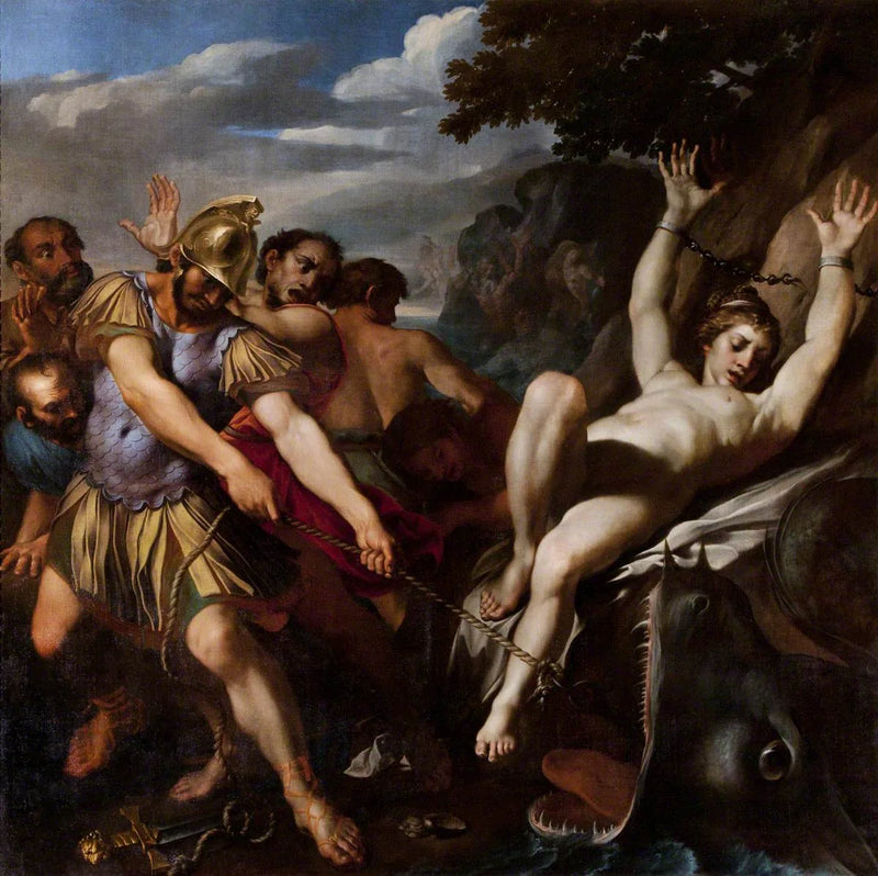Orlando som frigör Olympia från sjömonstret - Ludovico Carracci
