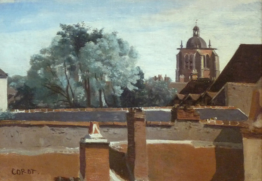 Orléans, vy tagen från ett fönster med utsikt mot Sainte-Paterne-tornet - Jean-Baptiste Camille Corot