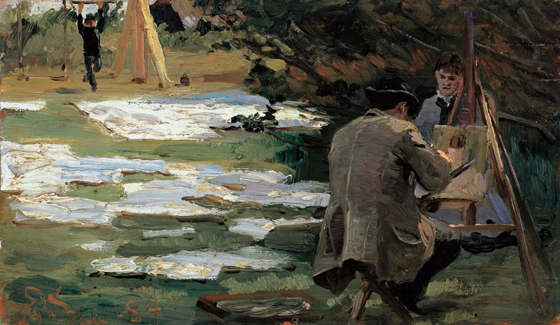 Oscar Björck målar i Brøndums trädgård - Peder Severin Krøyer