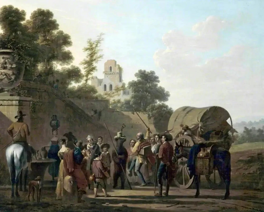 Dansande vargar med åskådare i ruinerna av ett slott - Louis-Léopold Boilly