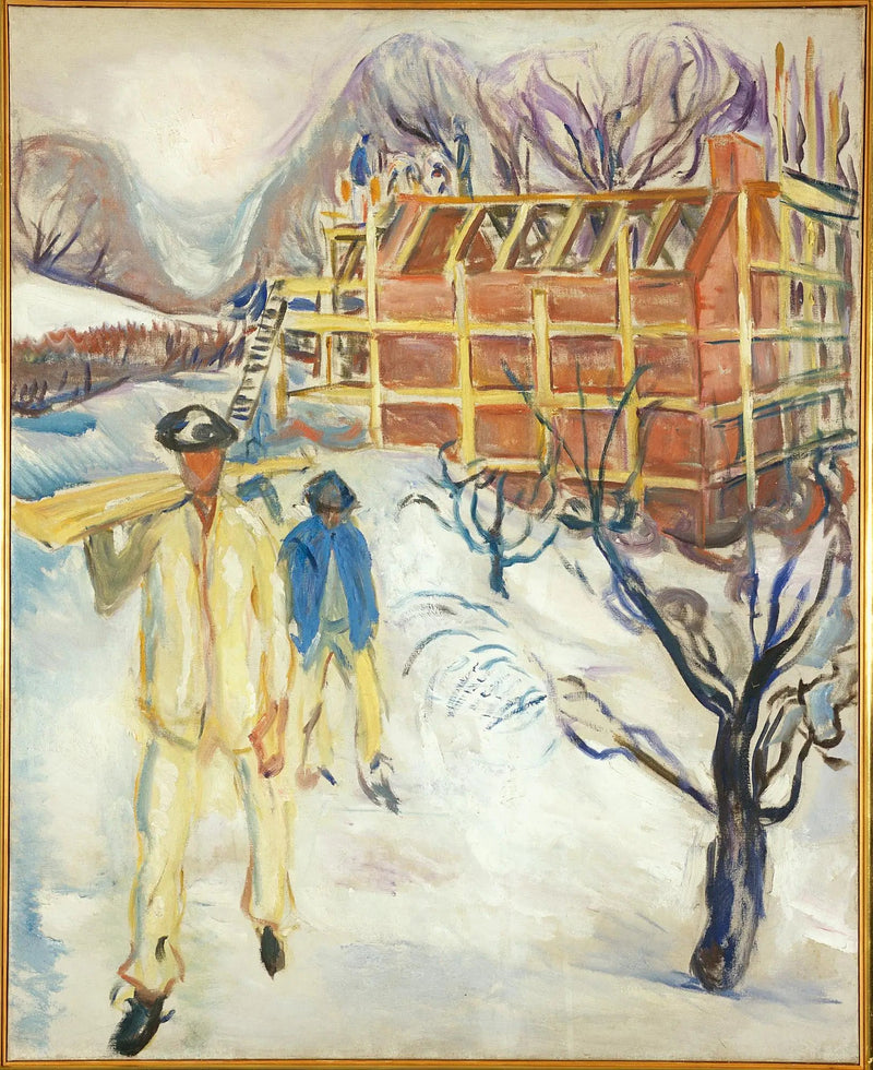 Byggarbetare i snön - Edvard Munch