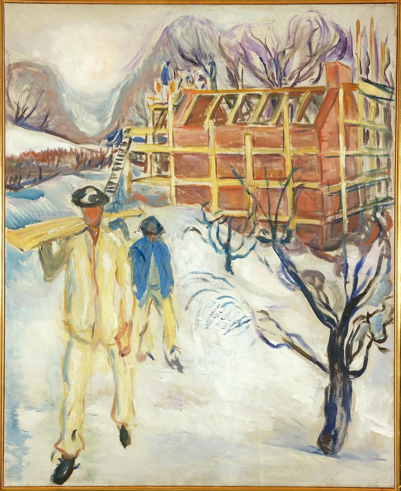Byggarbetare i snön - Edvard Munch