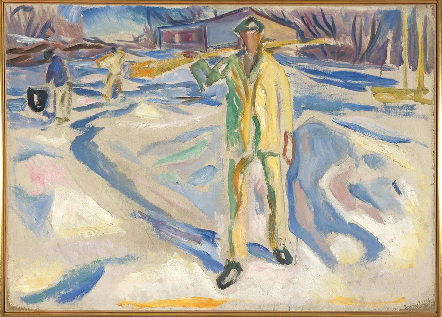 Byggarbetare i snön - Edvard Munch