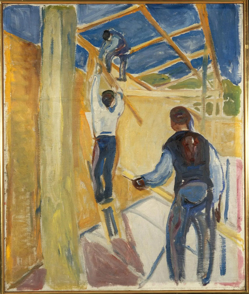 Byggarbetare i studion - Edvard Munch