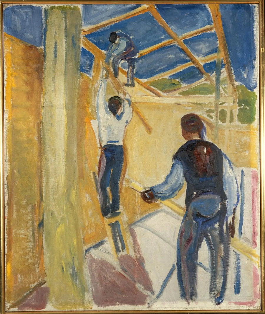 Byggarbetare i studion - Edvard Munch