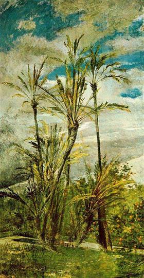 Palmer och apelsinträd. Väggmålning av Falconiera - Giovanni Boldini