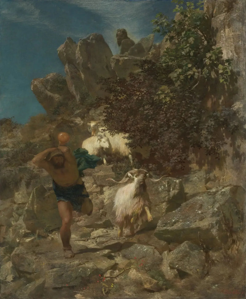 Pan skrämmer en herde - Arnold Böcklin
