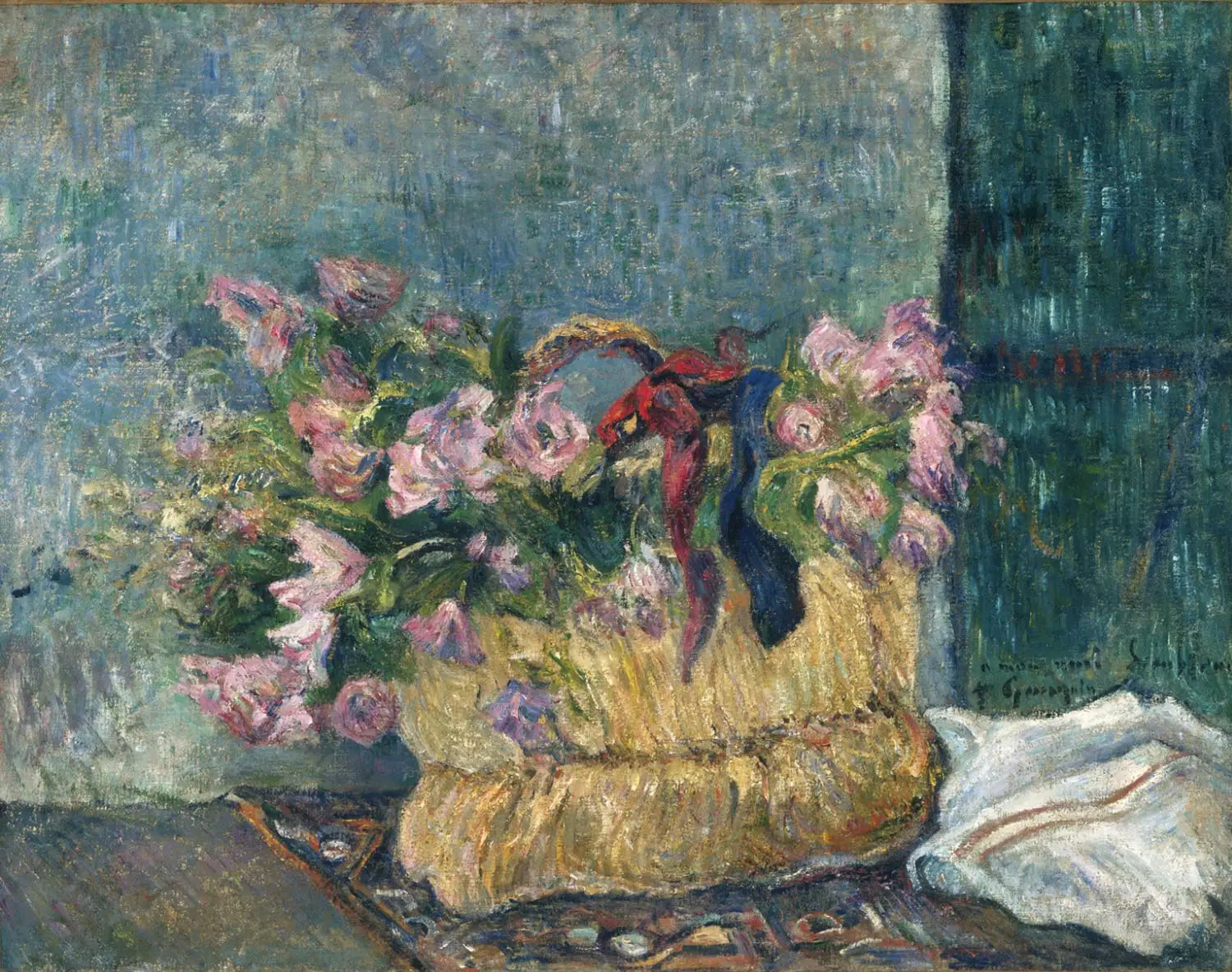 Reproduction du tableau « Panier de fleurs, ou Fleurs dans un panier - Paul Gauguin » par Alpha Reproduction en peinture à l’huile