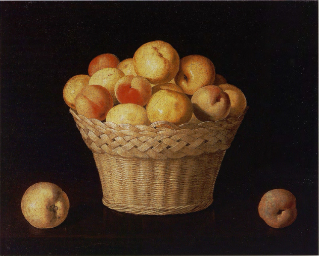 korg med äpplen och persikor - Francisco de Zurbarán
