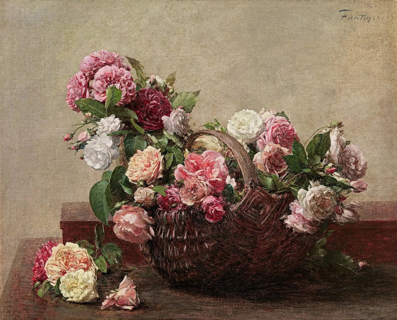 Roskorg med rosor - Henri Fantin-Latour
