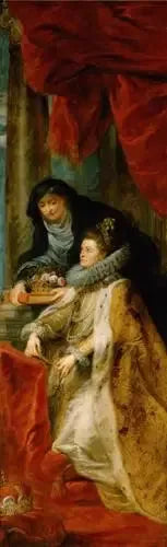 Höger panel av altaret av Ildefonse (Isabelle med Elisabeth av Ungern) - Peter Paul Rubens
