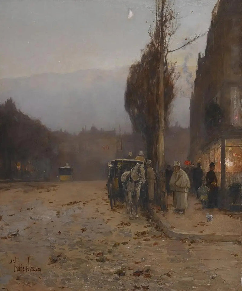 Paris i skymningen - Childe Hassam