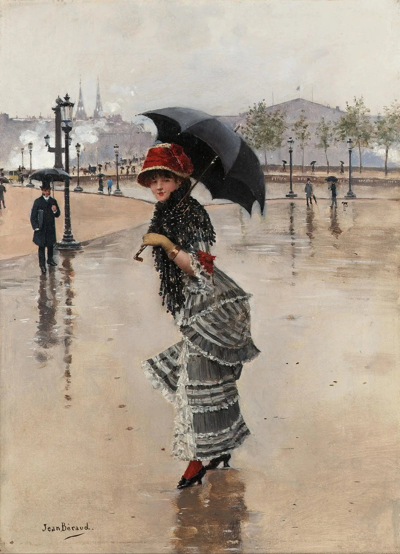 Parisienne en regnig dag, Concorde-torget - Jean Béraud