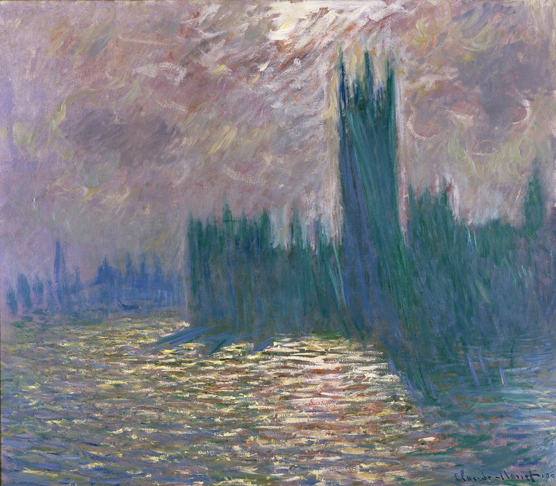 London, parlamentet, reflektioner över Themsen W1606 - Claude Monet