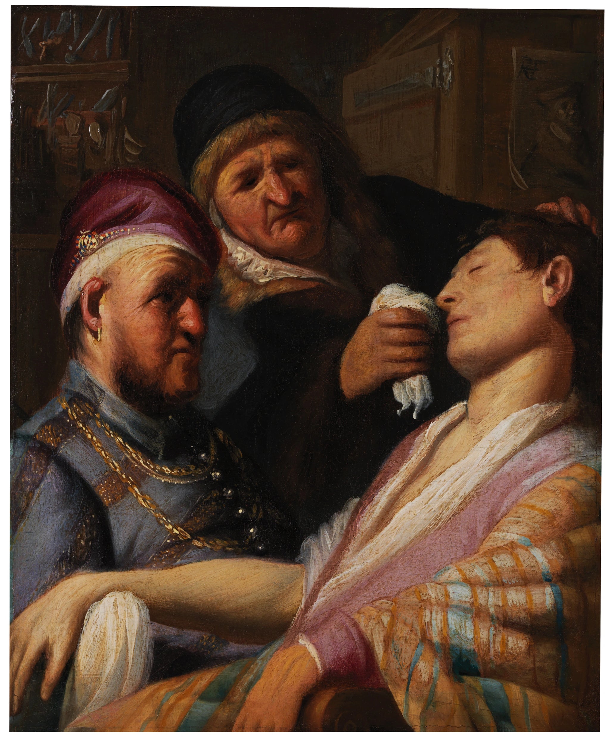 Le Patient inconscient, allégorie de l’Odorat — Rembrandt, vers 1624–1625, The Leiden Collection