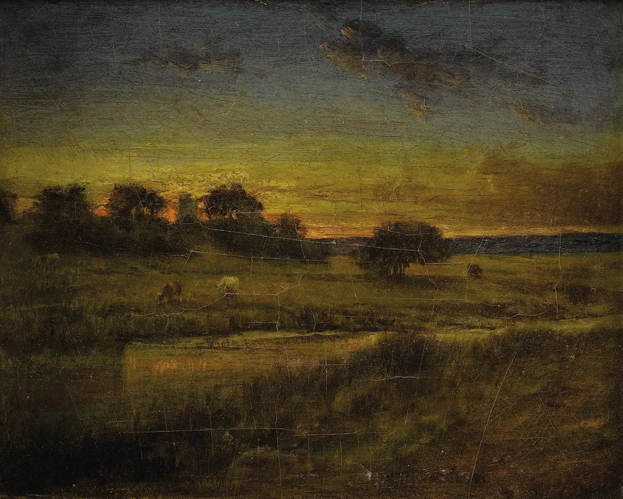 Betesmark vid gryningen - George Inness