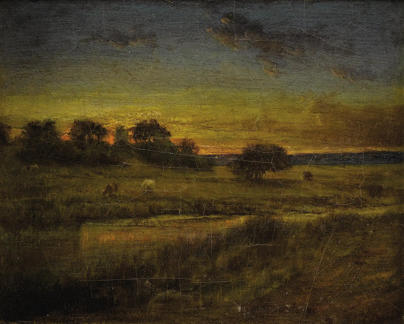 Betesmark vid gryningen - George Inness