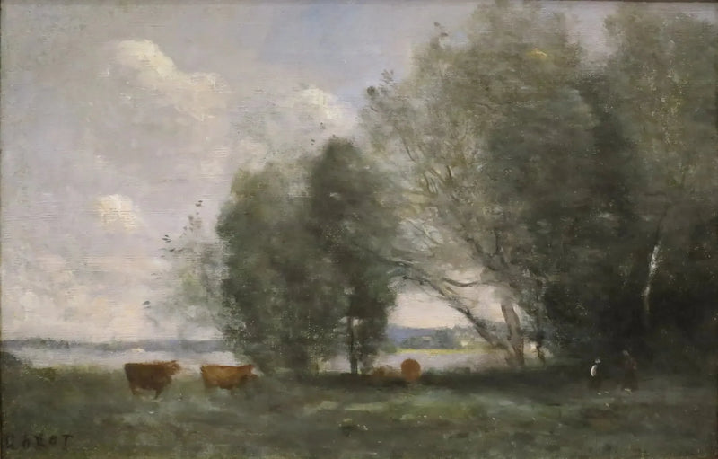 Betesmark vid vattnet - Jean-Baptiste Camille Corot
