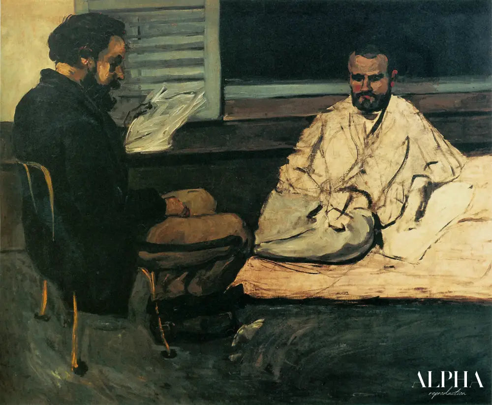 Paul Alexis (1847-1901) lisant un manuscrit à Emile Zola (1840-1902) 1869-70 - Paul Cézanne - Reproductions de tableaux et peintures haut de gamme