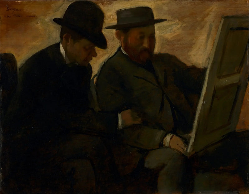 Paul Lafond och Alphonse Cherfils som granskar en målning - Edgar Degas