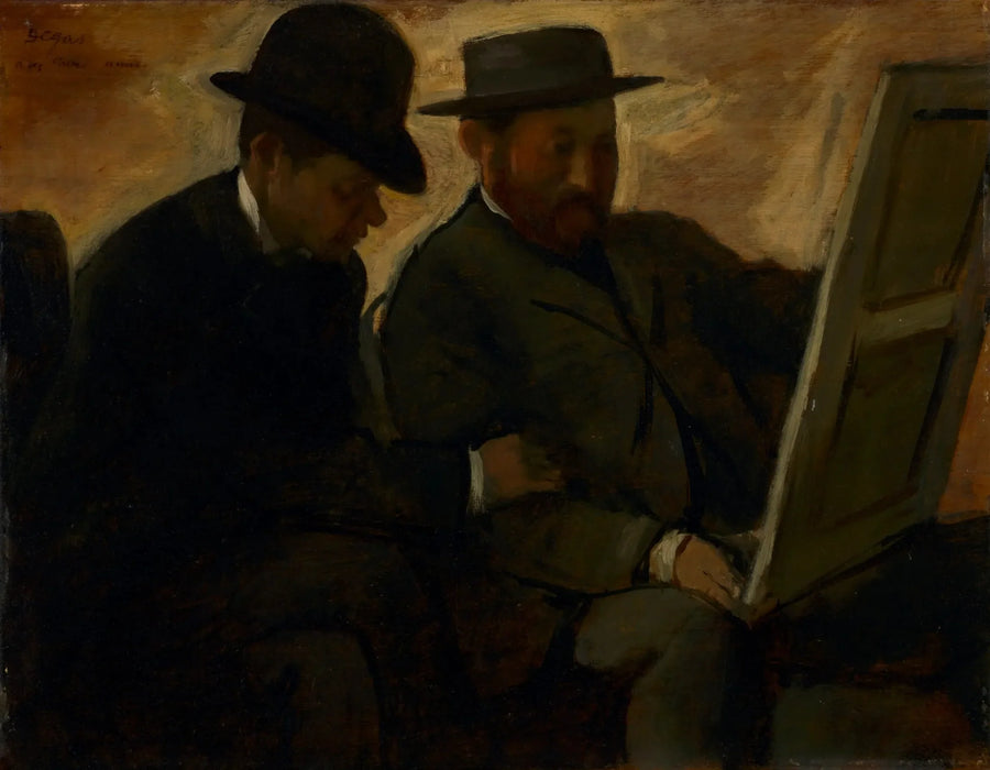 Paul Lafond och Alphonse Cherfils som granskar en målning - Edgar Degas