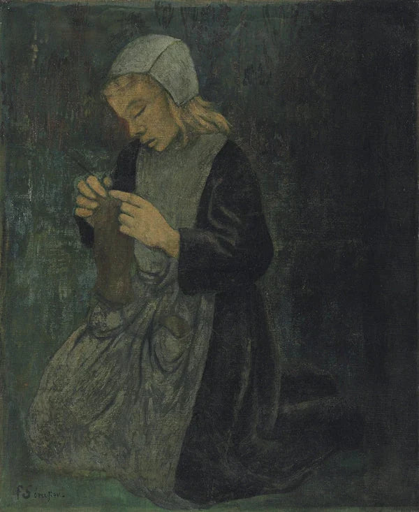 Jeune bretonne tricotant, peinture de Paul Sérusier