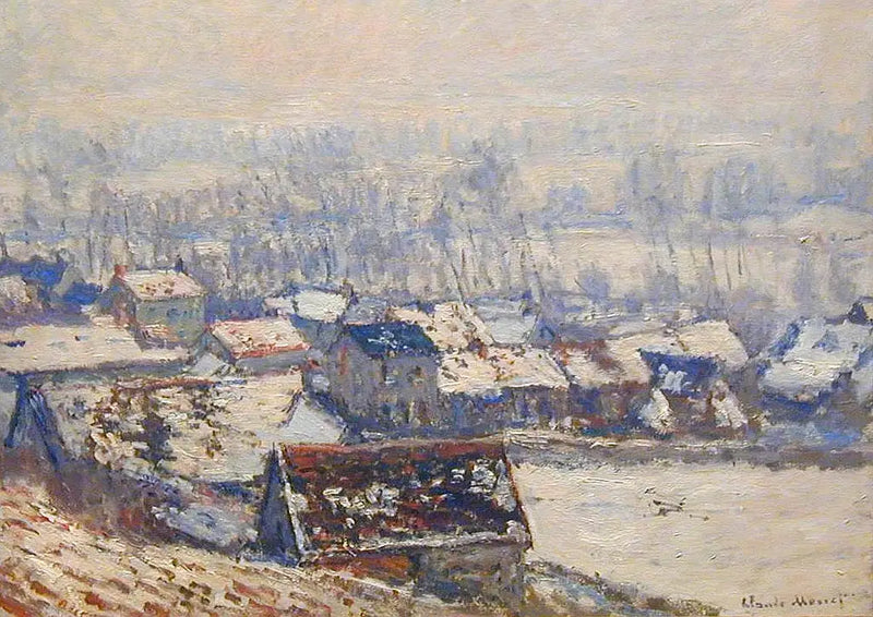 Landskap i Giverny, snöeffekt - Claude Monet