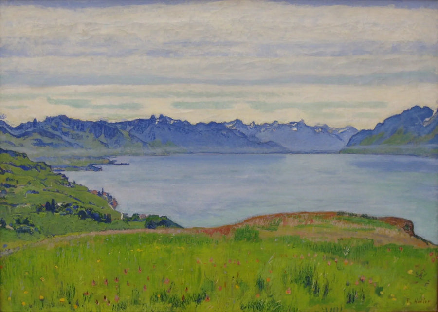 Landskap vid sjön Léman med utsikt mot Valais - Ferdinand Hodler