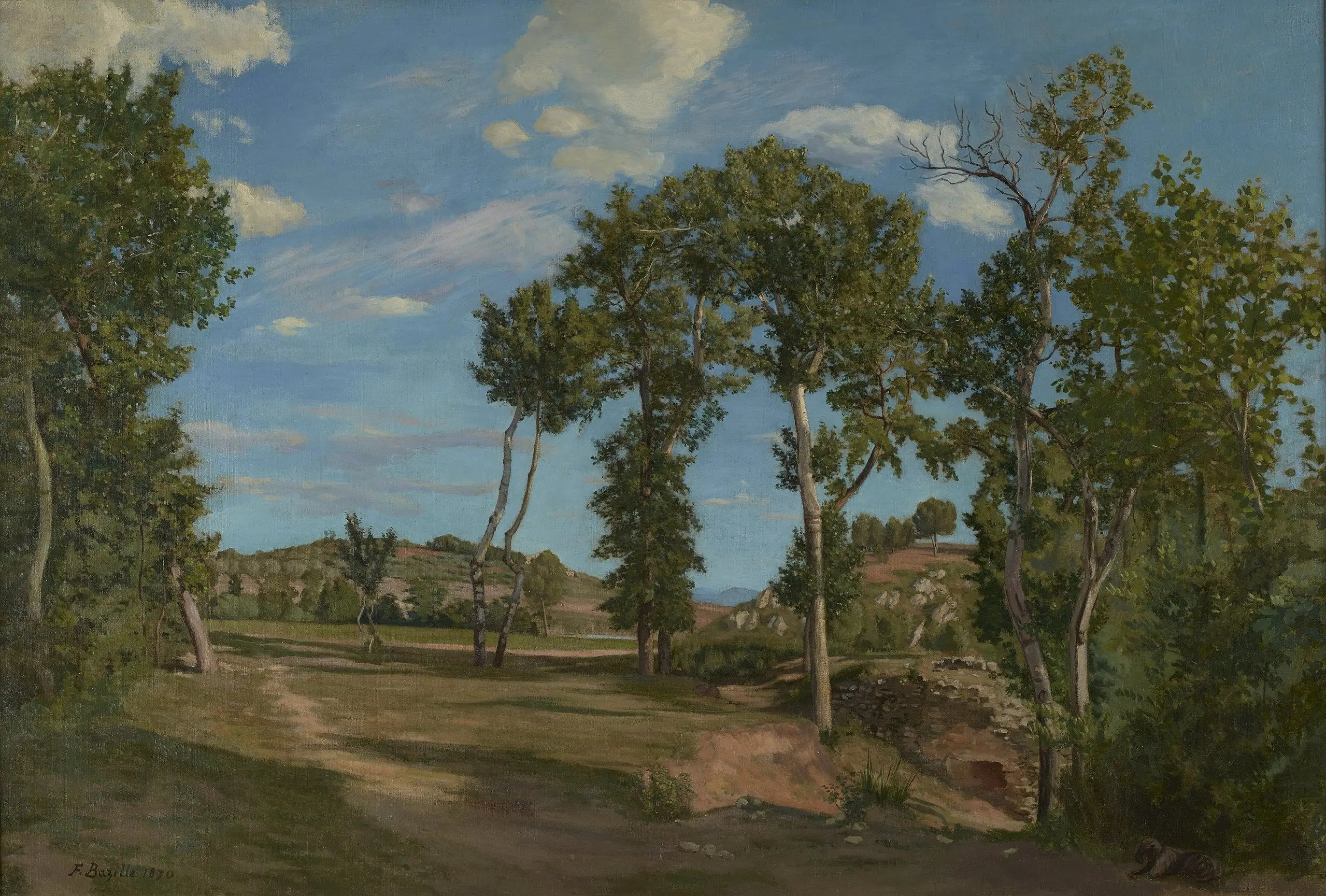 Paysage au bord du Lez - Frédéric Bazille image 1 reproduction de peinture à l’huile