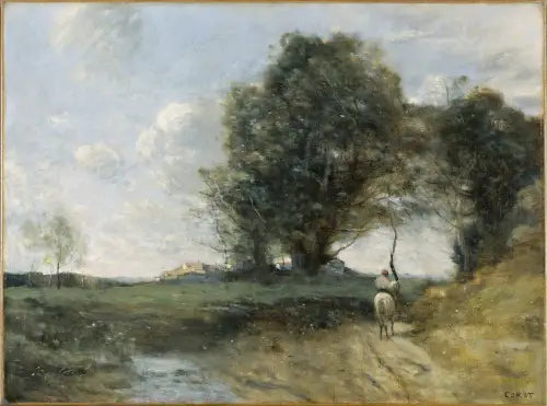 Landskap med ryttare - Jean-Baptiste Camille Corot