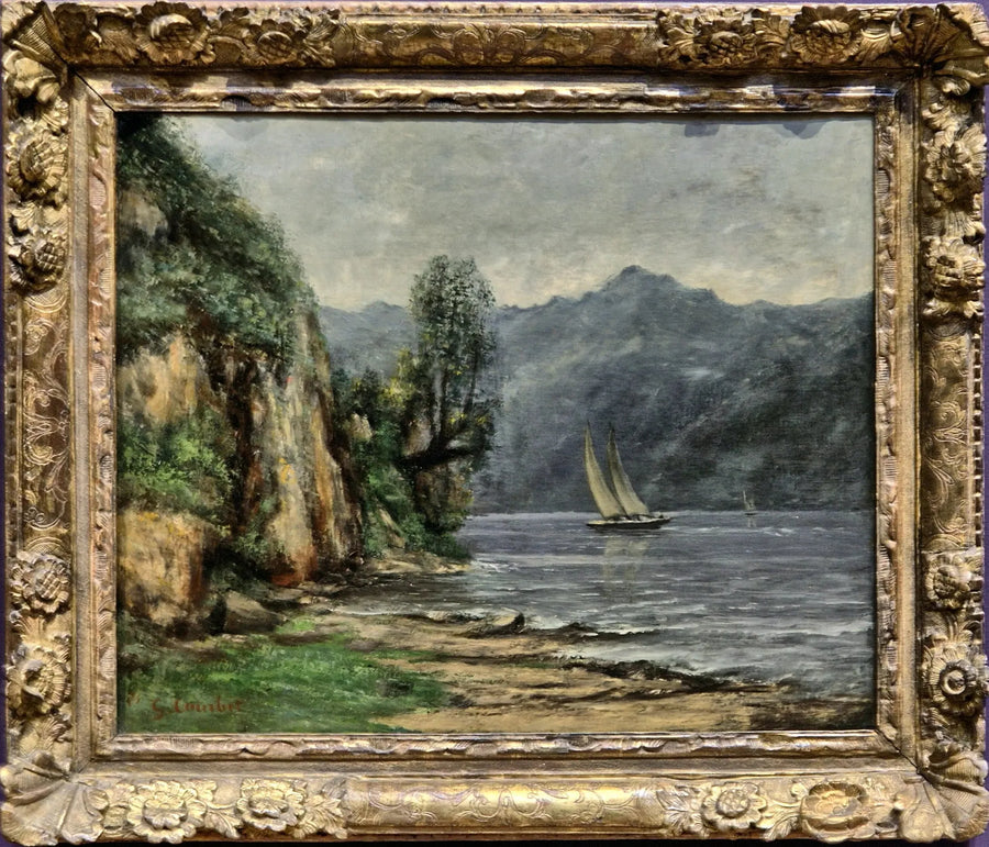Landskap vid sjön - Gustave Courbet