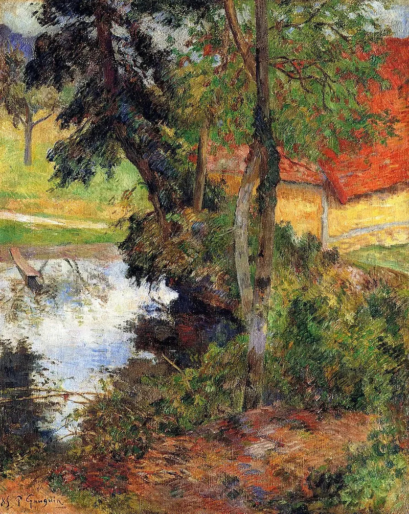 Landskap med röd tak - Paul Gauguin