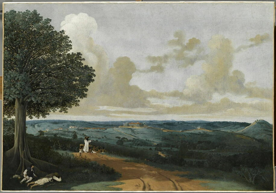 Paysage aux alentours de Porto Calvo au Brésil, avec un figuier au premier plan - Frans Post