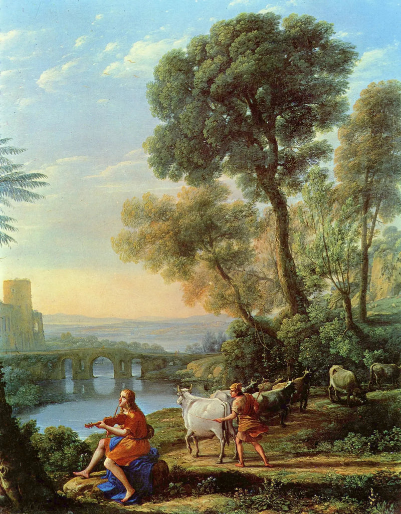 Landskap med Apollon som vaktar Admetos hjordar - Claude Lorrain