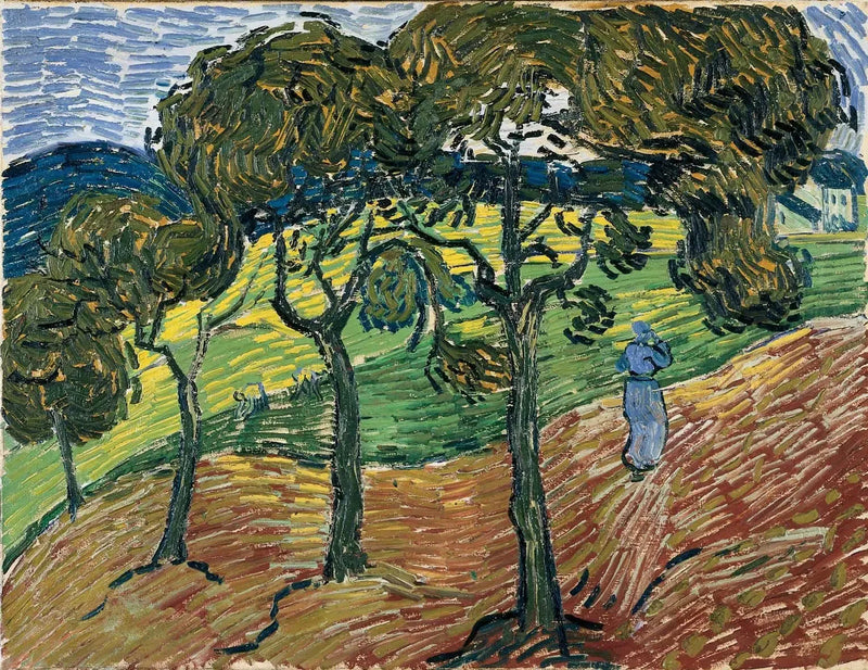 Landskap med träd och figurer - Vincent van Gogh