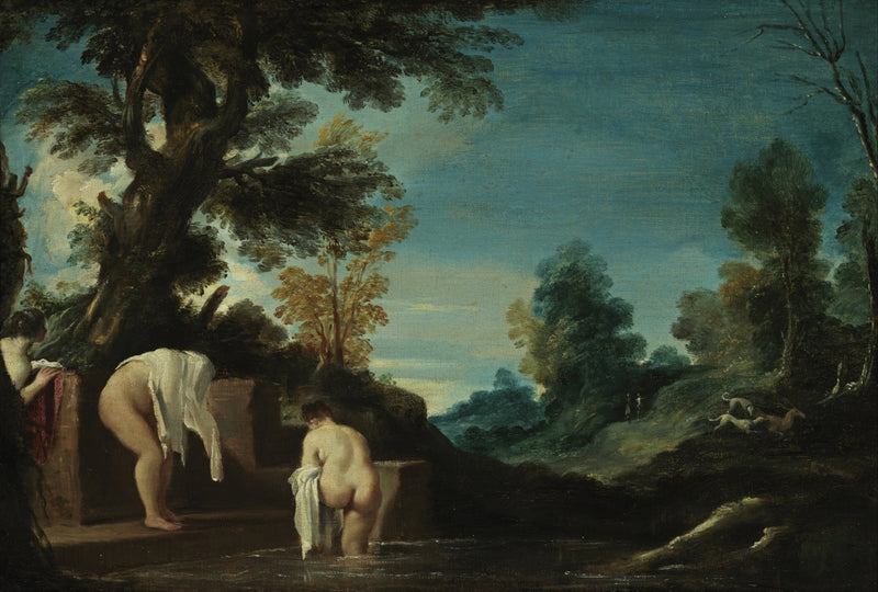 landskap med badande - Guercino