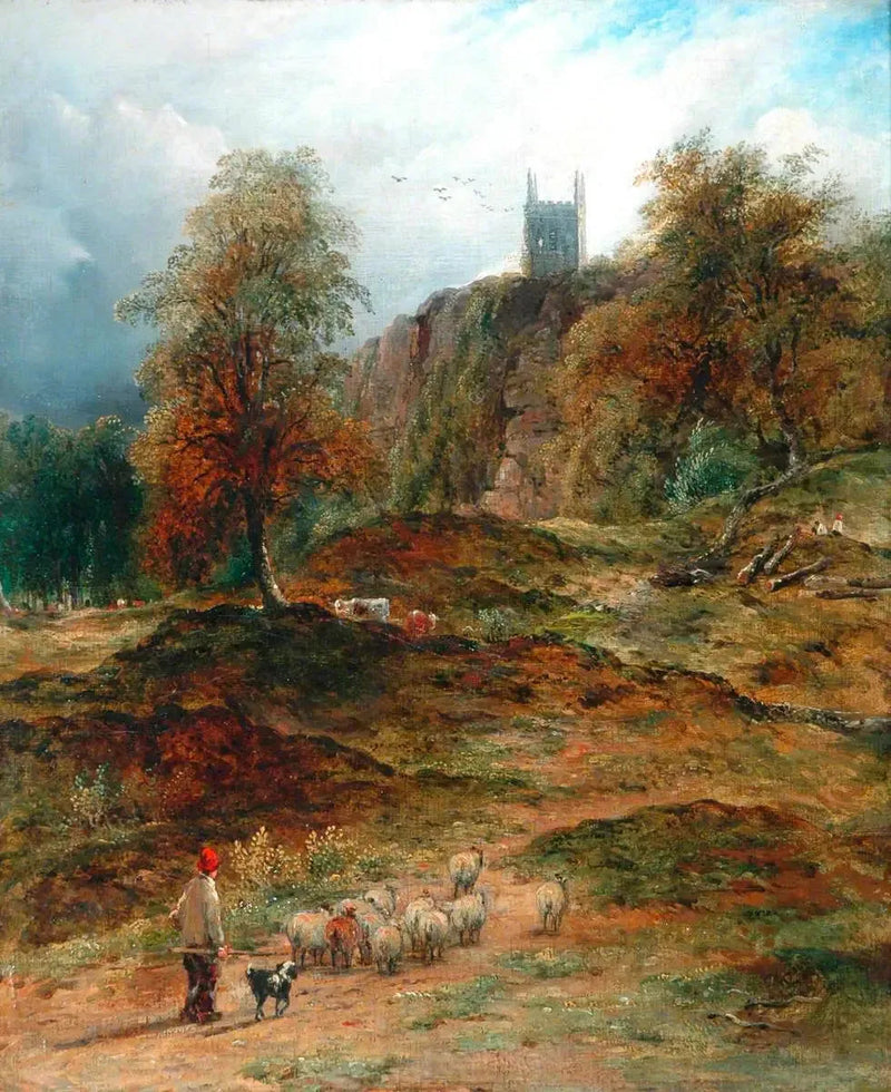 Landskap med herde som leder flocken hem (Derbyshire) - John Constable